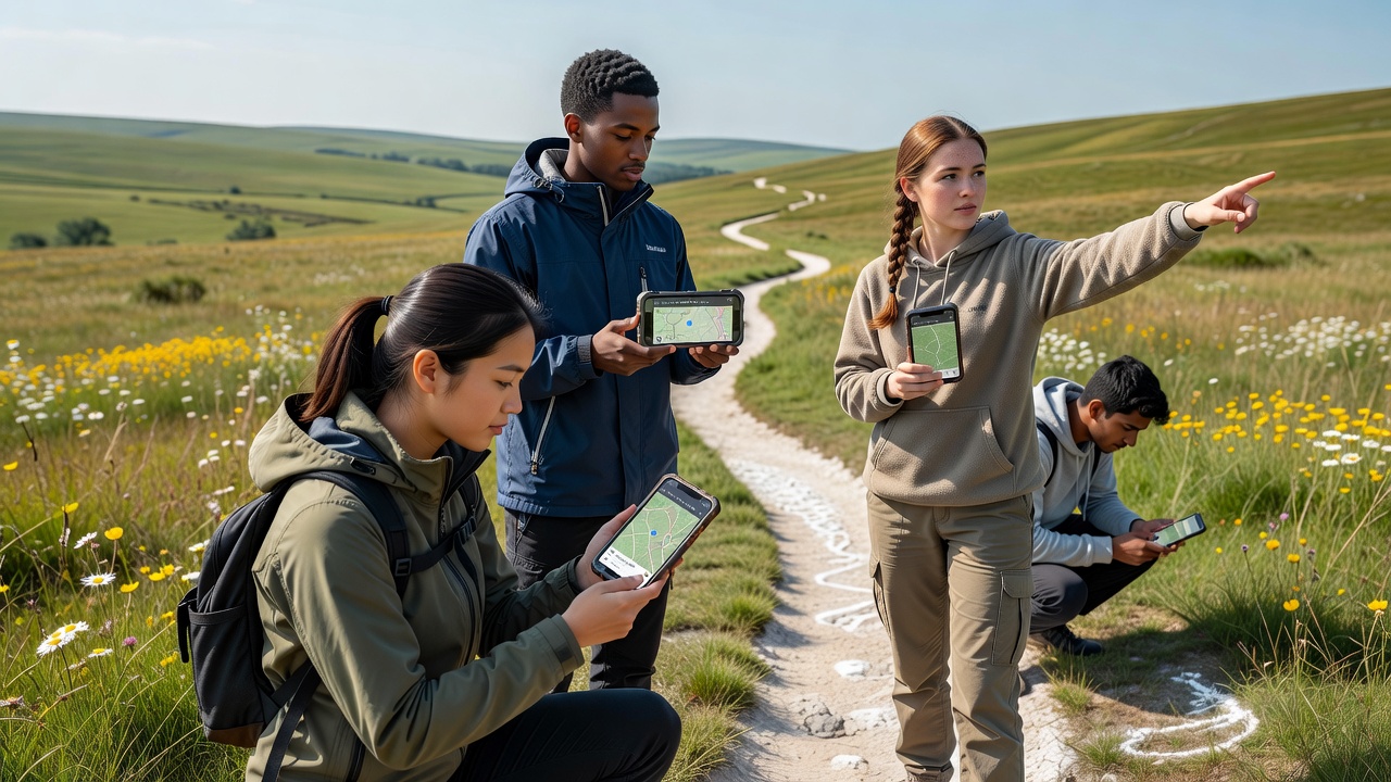 Young Explorers Use Smartphone Technology to Track Changes in Chalk Grassland Paths